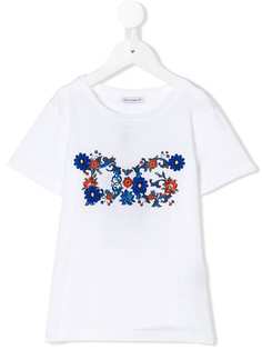 Dolce & Gabbana Kids футболка с цветочным принтом логотипа