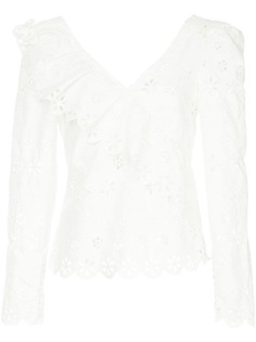 Self-Portrait ажурный топ с цветочным узором и оборками