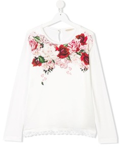 Monnalisa блузка с цветочным принтом
