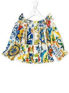Dolce & Gabbana Kids блузка на пуговицах с принтом Majolica