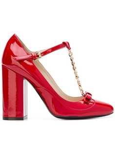 Nº21 chain-embellished T-bar pumps