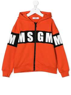 Msgm Kids толстовка на молнии с капюшоном и панелью с логотипом