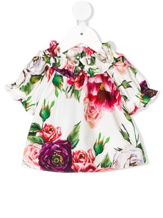 Dolce & Gabbana Kids блузка с присборенными короткими рукавами и цветочным принтом