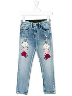 Monnalisa джинсы с цветочной вышивкой