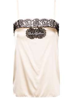 Dolce & Gabbana сорочка с кружевом и логотипом