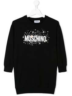 Moschino Kids платье-толстовка с логотипом со звездами