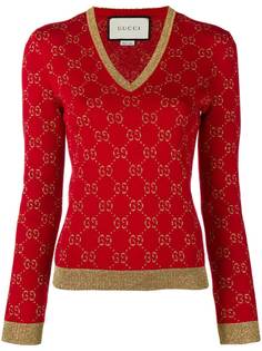 Gucci трикотажный джемпер с люрексом и узором GG