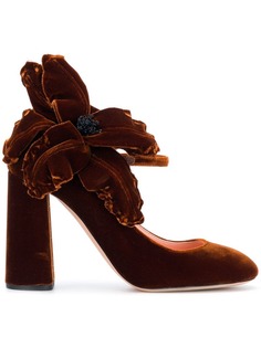 Rochas бархатные туфли-лодочки с аппликацией в форме цветка