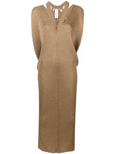 Roberto Cavalli трикотажное платье макси с V-образной горловиной и прорезями