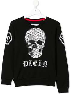 Philipp Plein Junior толстовка с декорированным принтом черепа и логотипов