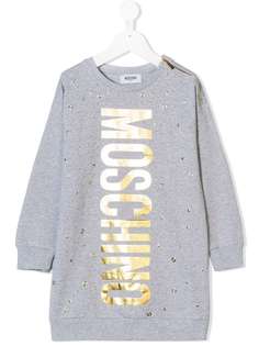 Moschino Kids платье-свитер с логотипом и заклепками