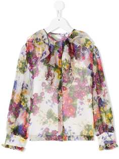 Dolce & Gabbana Kids блузка с оборками и цветочным принтом
