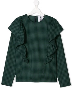 Touriste TEEN ruffle trim checked blouse