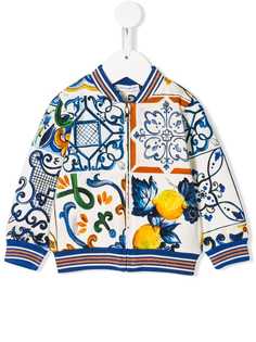 Dolce & Gabbana Kids куртка-бомбер с узором Majolica