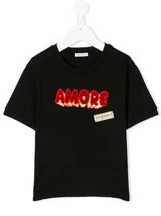 Dolce & Gabbana Kids футболка с вышитым логотипом
