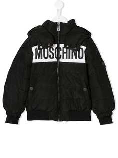 Moschino Kids утепленная куртка с принтом логотипа