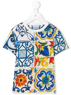Dolce & Gabbana Kids футболка с узором Majolica
