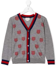 Gucci Kids кардиган с полоской web и изображением тигров