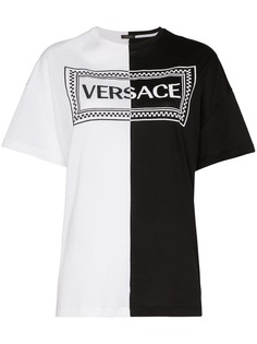 Versace двухцветная футболка с винтажным логотипом