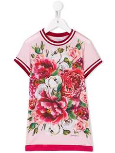 Dolce & Gabbana Kids платье с принтом пионов