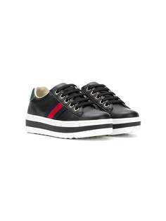 Gucci Kids кроссовки на платформе с отделкой Web
