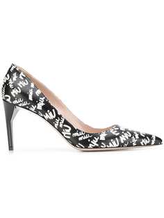Miu Miu script logo print pumps