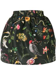 Red Valentino мини-юбка с растительным принтом