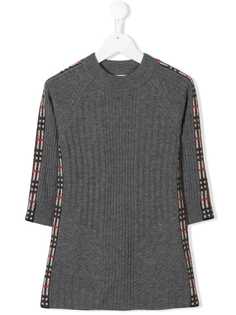 Burberry Kids check trim knitted dress