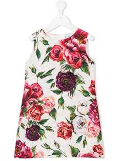 Dolce & Gabbana Kids парчовое платье с цветочным принтом