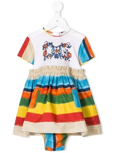 Dolce & Gabbana Kids полосатое платье с принтом логотипа