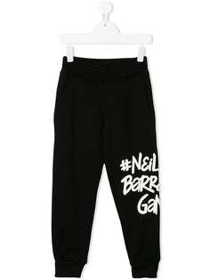 Neil Barrett Kids спортивные брюки #gang с принтом логотипа