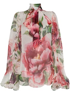 Dolce & Gabbana блузка с цветочным принтом и бантом