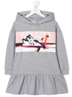 Kenzo Kids платье-свитер с капюшоном и принтом логотипа