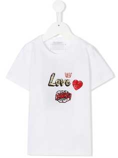 Dolce & Gabbana Kids футболка с логотипом с пайетками