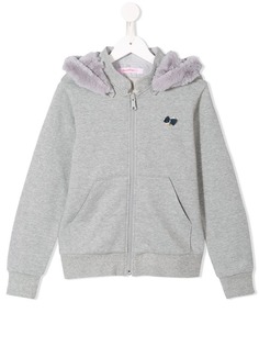 Familiar zipped hooded sweatshirt