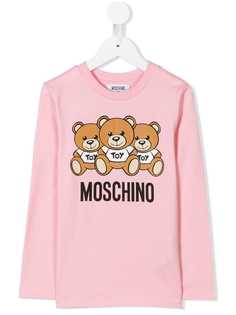 Moschino Kids топ с длинными рукавами и принтом с медведями