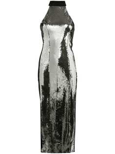 Galvan облегающее платье миди с эффектом металлик