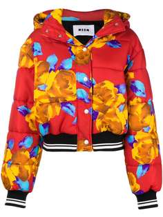 MSGM дутая куртка свободного кроя с капюшоном