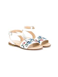Ermanno Scervino Junior босоножки с цветочной вышивкой