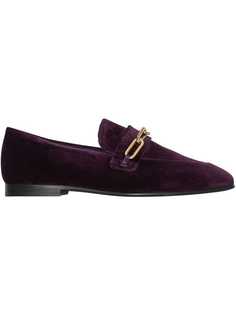 Burberry Link Detail Velvet Loafers