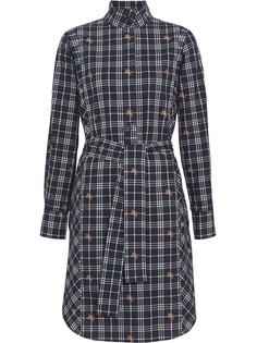 Burberry Fil Coupé Check Cotton Tie-waist Shirt Dress