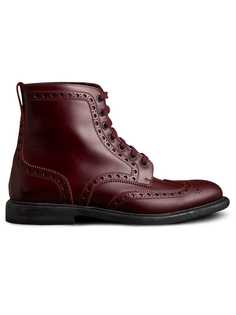 Burberry Brogue Detail Polished Leather Boots