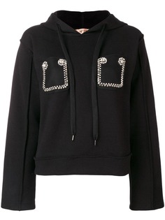 Nº21 толстовка с капюшоном и карманами со стразами