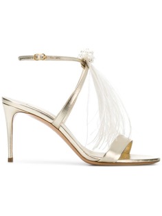 Casadei pearl and feather stiletto sandals