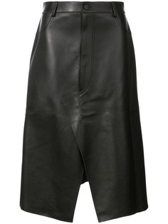 Dion Lee кожаная юбка с декоративной строчкой в тон