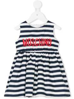 Moschino Kids полосатое платье с принтом логотипа