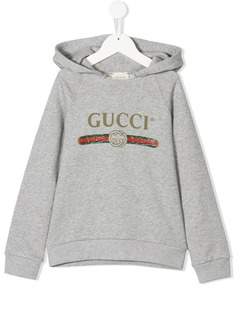 Gucci Kids толстовка с капюшоном и логотипом в винтажном стиле