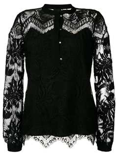 Just Cavalli leaf embroidery sheer shirt