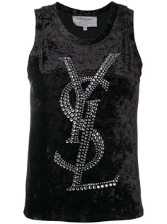 Yves Saint Laurent Vintage велюровый топ без рукавов со стразами