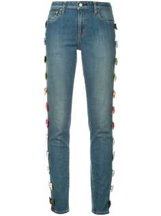 Tu Es Mon Trésor velvet bow skinny jeans